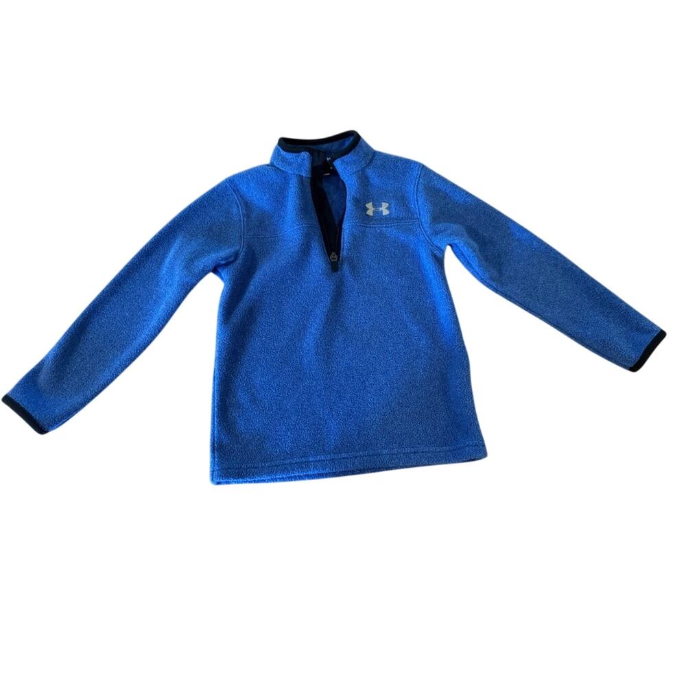 Under Armour Kids Quarter Zip-Up Blue Cozy Fleece Pullover Sweater, Boys Size 4